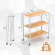 3-Tier Foldable Shelving Unit with Detachable Wheels and Adjustable Shelves-Natural Cheap