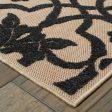 10  X 13  Beige and Black Oriental Stain Resistant Indoor Outdoor Area Rug Hot on Sale