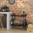 2-Tier Home Bar Cart with Lockable Wheels and Heavy-Duty Metal Frame-Rustic Brown on Sale