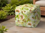 17  Green Polyester Cube Floral Indoor Outdoor Pouf Ottoman Fashion