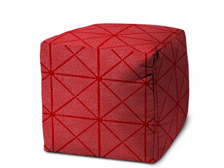 17  Red Polyester Cube Geometric Indoor Outdoor Pouf Ottoman Online now