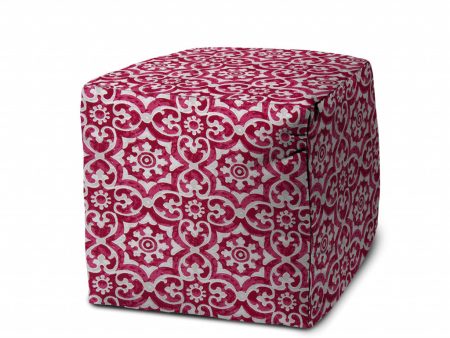 17  Pink Polyester Cube Indoor Outdoor Pouf Ottoman on Sale