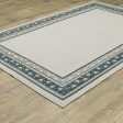 10  X 13  Blue and Beige Stain Resistant Indoor Outdoor Area Rug Cheap