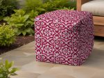 17  Pink Polyester Cube Indoor Outdoor Pouf Ottoman on Sale