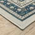 10  X 13  Blue and Beige Stain Resistant Indoor Outdoor Area Rug Cheap