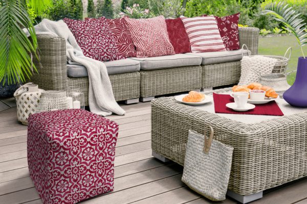 17  Pink Polyester Cube Indoor Outdoor Pouf Ottoman on Sale