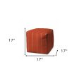 17  Orange Polyester Cube Striped Indoor Outdoor Pouf Ottoman Discount