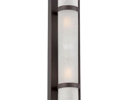 Two Light Bronze and White Glass Wall Sconce For Discount