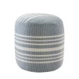 20  Blue Polyester Round Striped Indoor Outdoor Pouf Ottoman Cheap