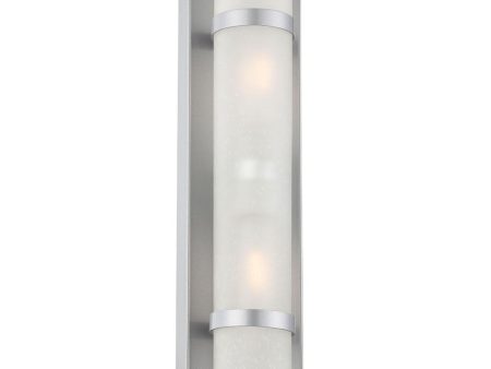 Two Light Brushed Silver and White Glass Wall Sconce Online Hot Sale