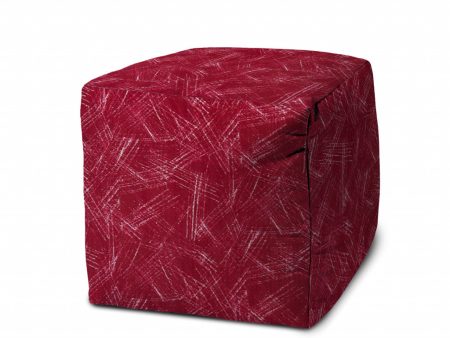 17  Pink Polyester Cube Striped Indoor Outdoor Pouf Ottoman Discount