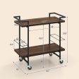 2-Tier Home Bar Cart with Lockable Wheels and Heavy-Duty Metal Frame-Rustic Brown on Sale