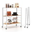 3-Tier Foldable Shelving Unit with Detachable Wheels and Adjustable Shelves-Natural Cheap