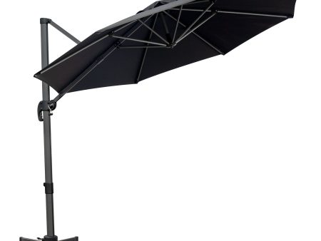 10  Black Polyester Round Tilt Cantilever Patio Umbrella With Stand For Cheap