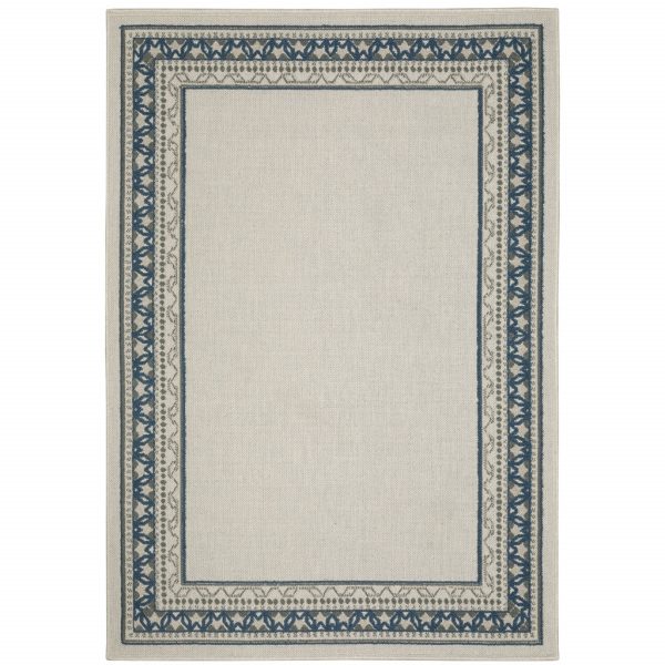 10  X 13  Blue and Beige Stain Resistant Indoor Outdoor Area Rug Cheap